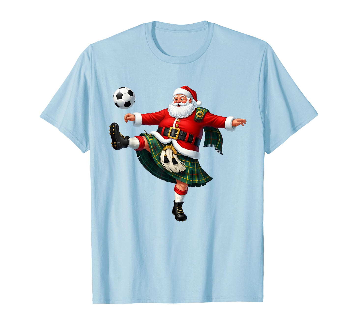 Christmas Soccer Santa Funny Football Festive Merry Design T-Shirt