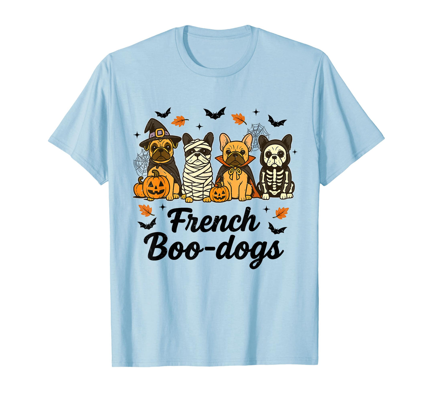 French Boo-Dog Halloween Ghost French Bulldog Men Women Kids T-Shirt