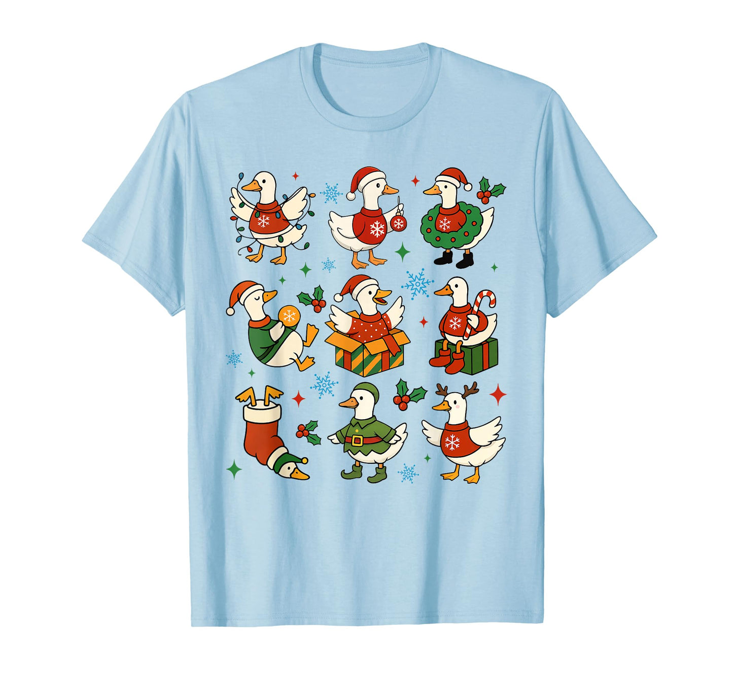 Funny Christmas Goose Santa Goose Reindeer Holiday Festive T-Shirt