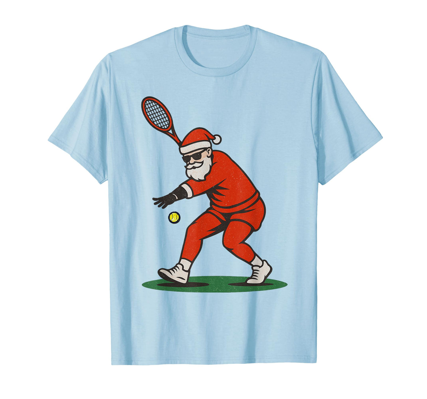 Santa Playing Tennis Christmas Vintage Funny Xmas T-Shirt