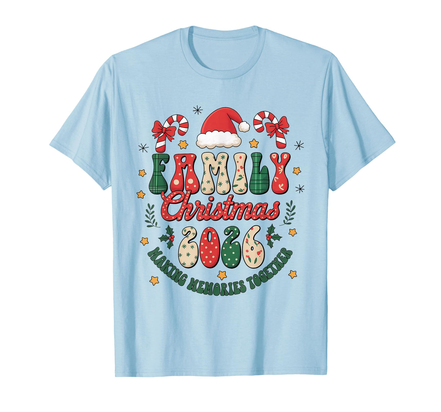 Family Christmas 2026 Santa Hat Matching Outfit Xmas Squad T-Shirt