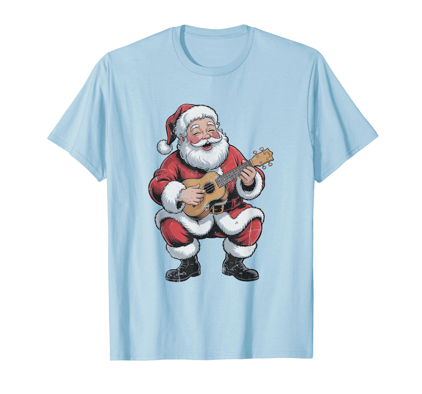 Vintage Santa Playing Ukulele Retro 90s Chrismas Holiday T-Shirt