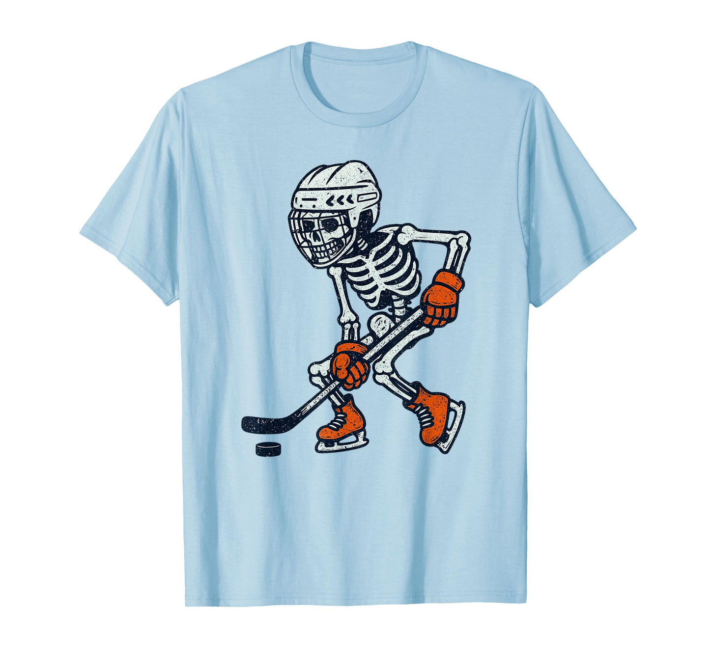 Vintage Halloween Skeleton Ice Hockey Funny Spooky Costume T-Shirt
