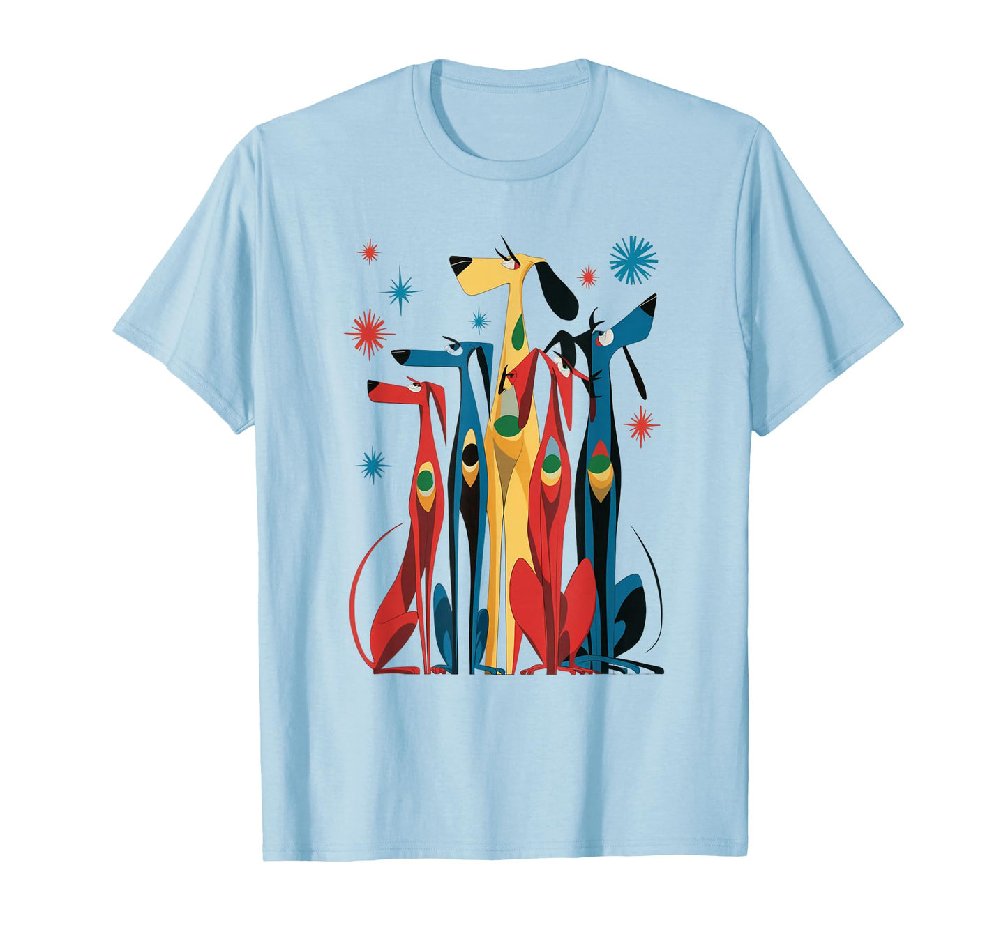 Vintage Retro Mid-Century Long Neck Dogs 50s 60s Style T-Shirt