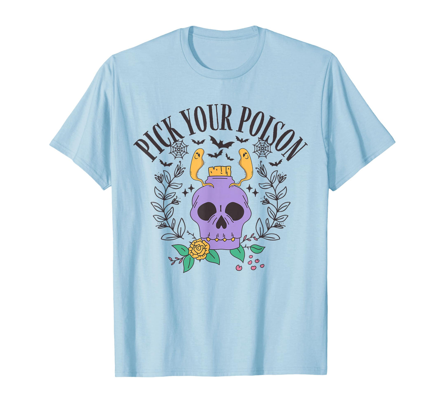 Pick Your Poison Vintage Spooky Season Halloween Skeleton T-Shirt