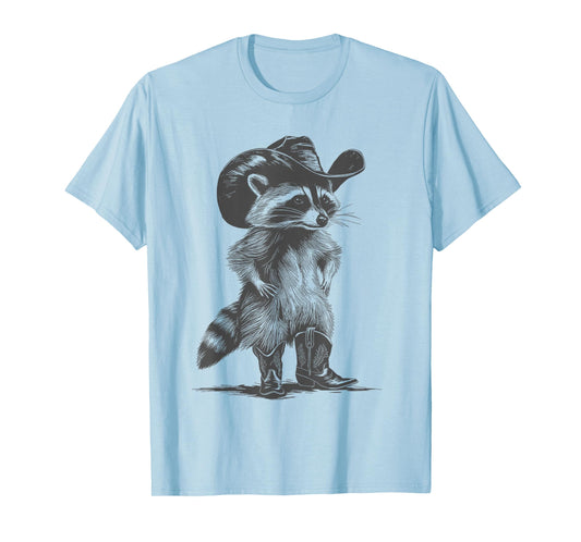 Vintage Raccoon Cowboy Cowgirl Trash Panda Western Country T-Shirt