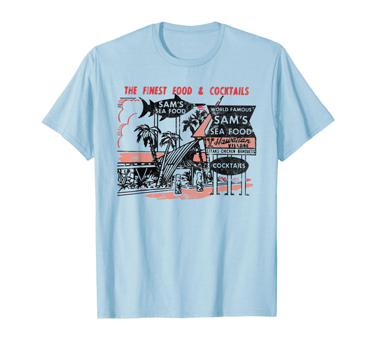 Vintage Sam’s Seafood Tiki Bar 60s Style Polynesian Lounge T-Shirt