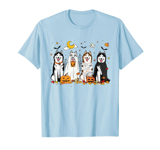 Fall Husky Ghost Halloween Husky Witch Dog Mom Dog Lover T-Shirt