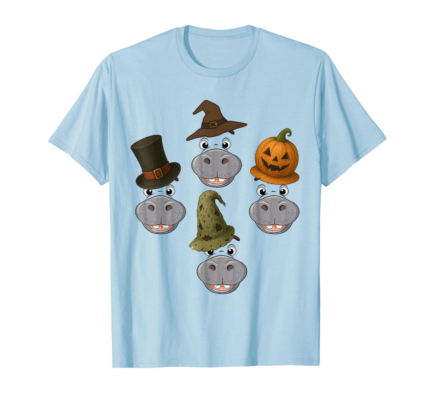 Hippo Spooky Ghost Horror Pumpkin Zombie Halloween T-Shirt