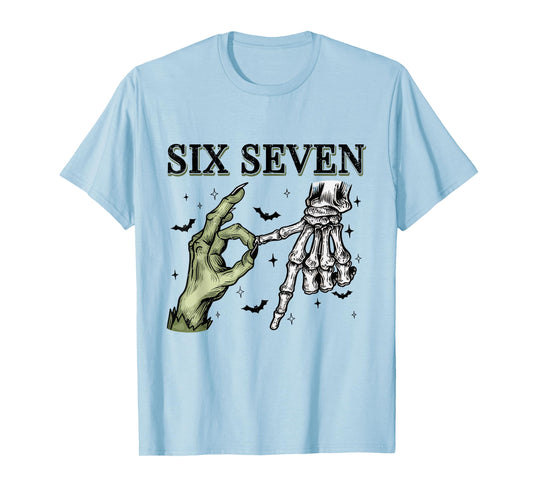 67 Six Seven Brainrot Halloween Witch Skeleton Phrase Meme T-Shirt