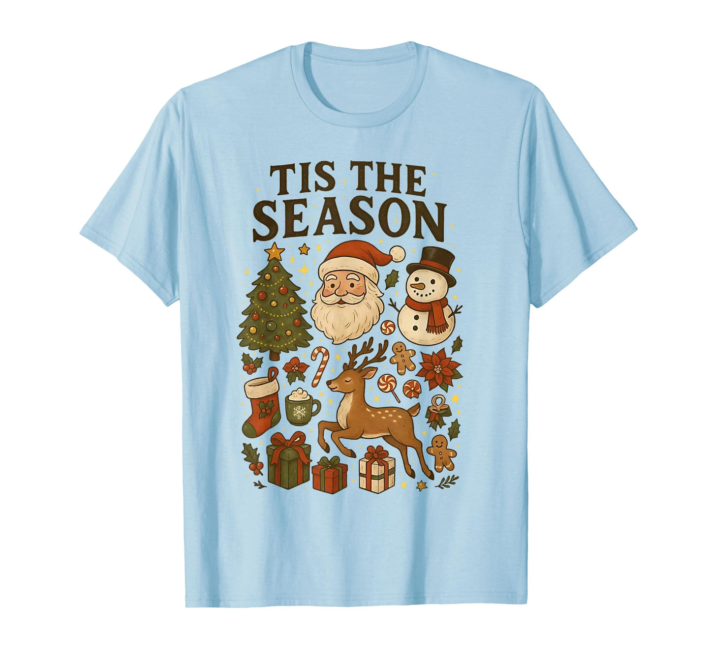 ‘Tis The Season Vintage Christmas Cute Icons Holiday Graphic T-Shirt