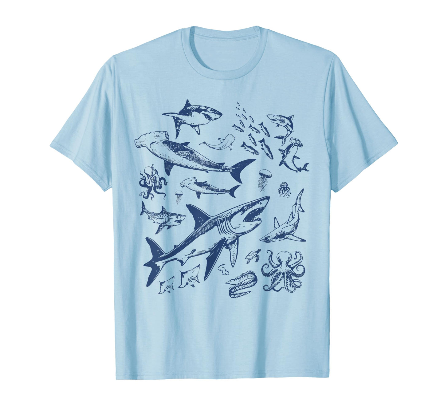 Retro Ocean Animal Wildlife Shark Fish Octopus Nature T-Shirt