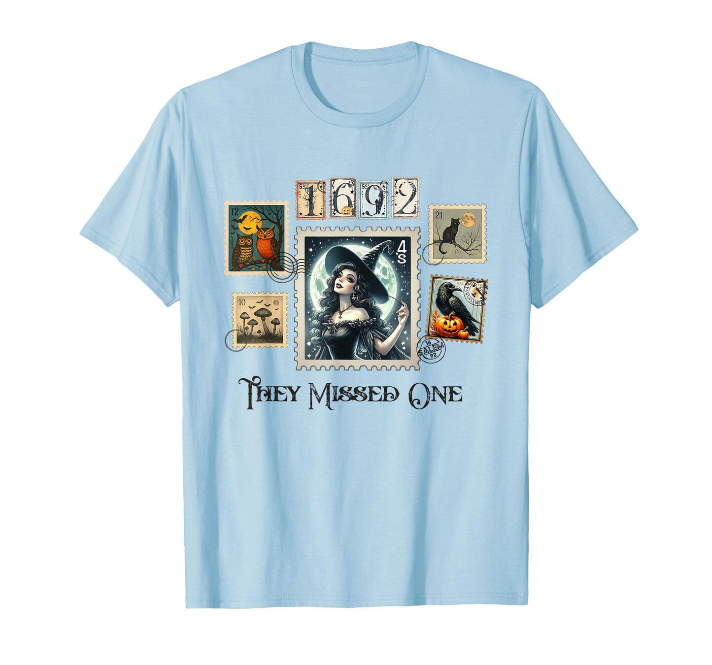Witch Salem They Missed One 1692 Halloween Postage Stamp T-Shirt