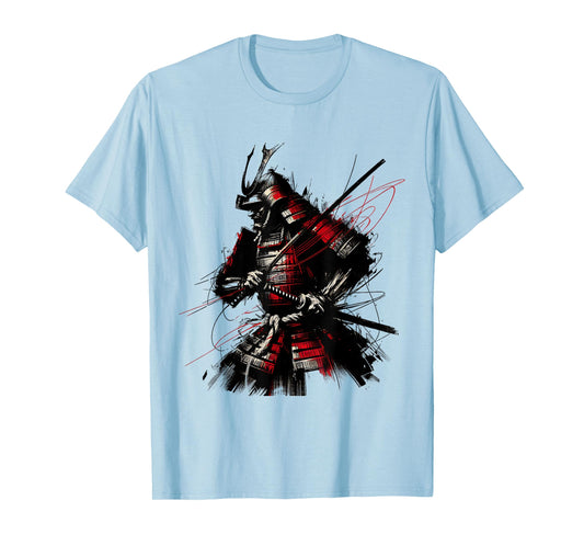 Samurai Brush Stroke Japanese Art Samurai Vintage Fighter T-Shirt