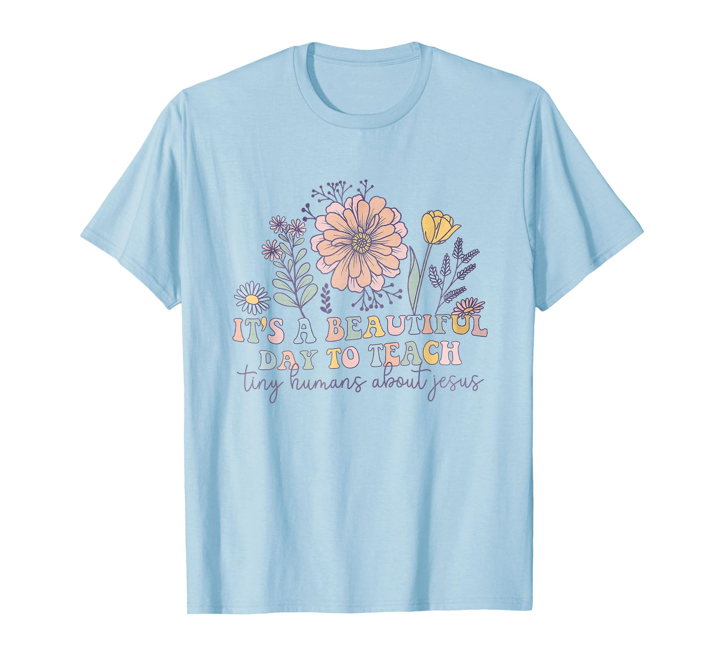 Retro I Teach Tiny Humans About Jesus Christian Teacher T-Shirt