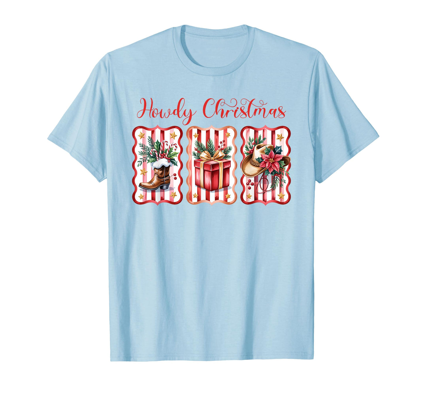Howdy Christmas Western Coquette Bow Cowboy Cowgirl Santa T-Shirt