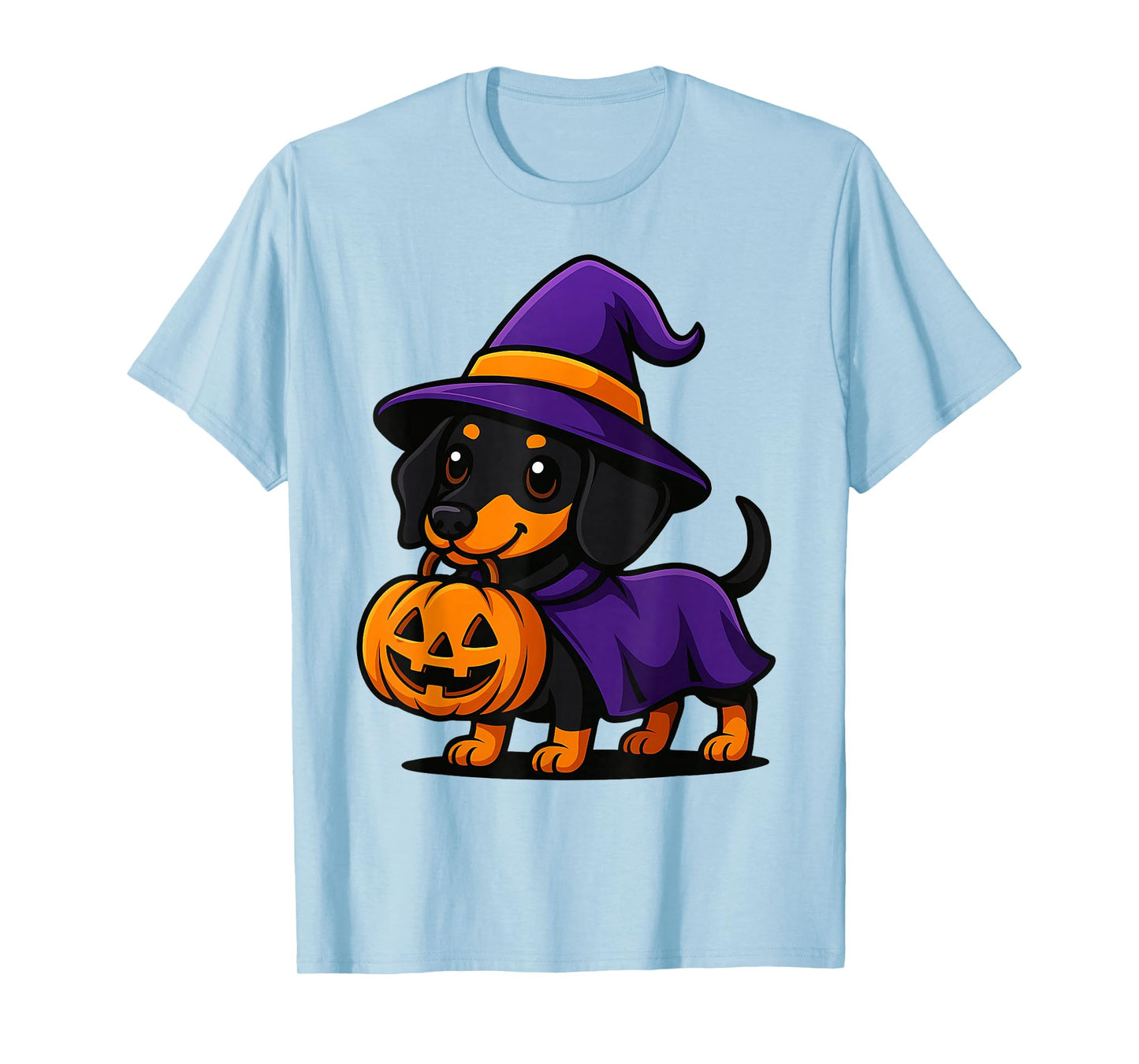 Kawaii Dachshund Dog Sausage Witch Pumpkin Halloween Costume T-Shirt