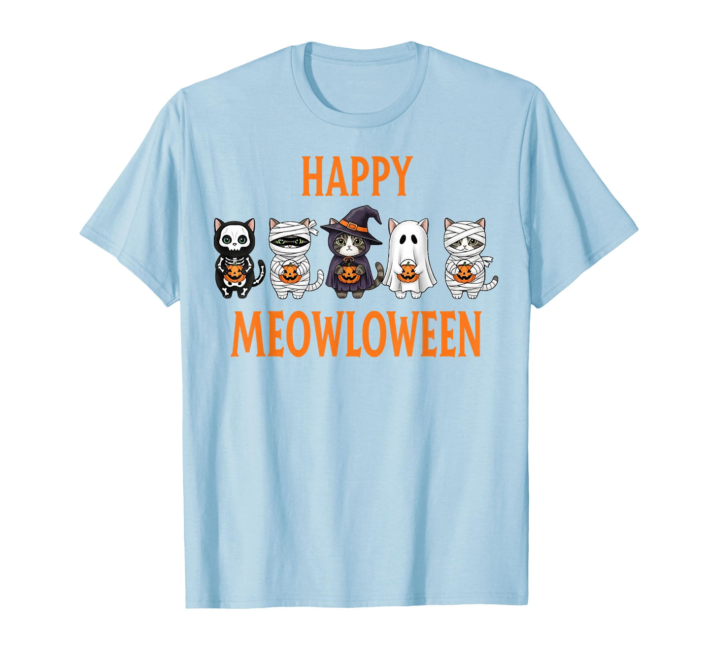 Happy Halloween Black Cat Witch Meowloween Pumpkin T-Shirt