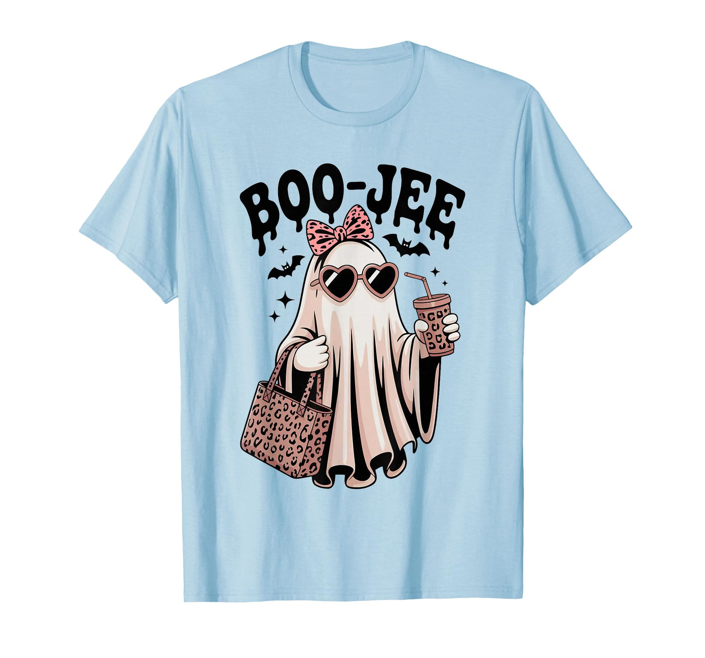 Coquette Leopard Ghost Coffee Boo-JEE Halloween Boujee Ghost T-Shirt