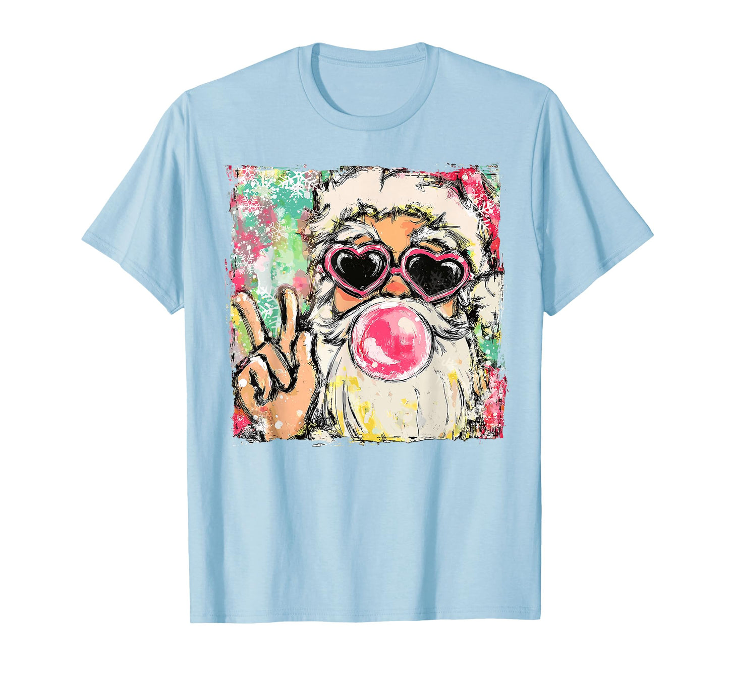 Preppy Santa Clause Blowing Bubble Gum Christmas Girly Kids T-Shirt