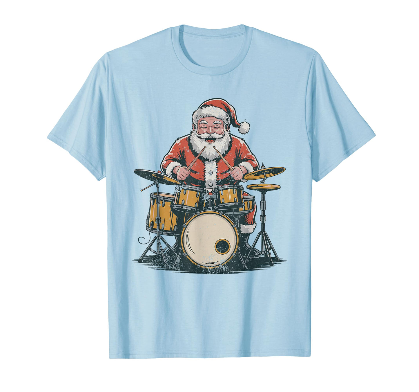 Vintage Santa Drumming Drummer Retro 90s Chrismas Holiday T-Shirt