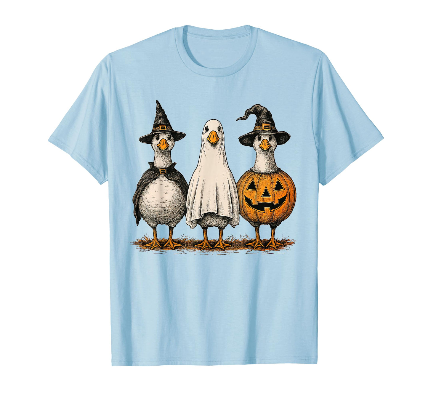 Funny Silly Goose Halloween Ghost Pumpkin Witch T-Shirt