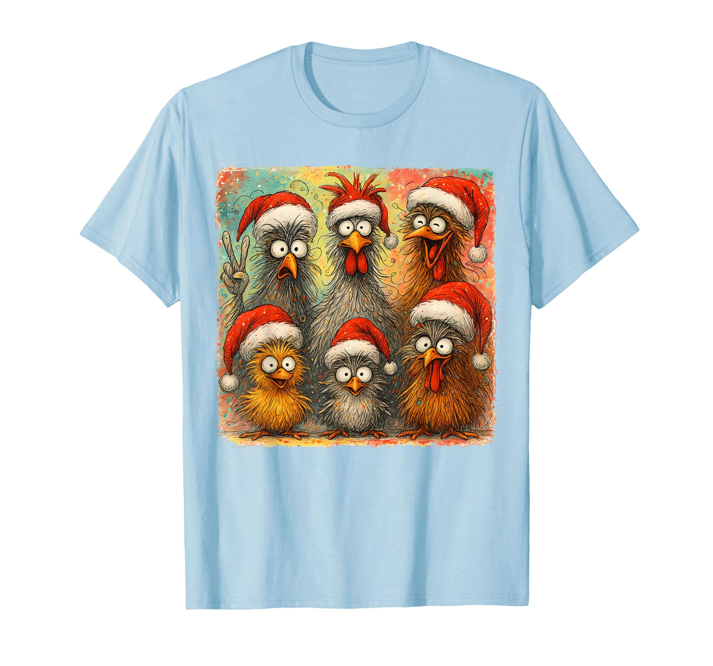 HUGvyn Christmas Santa Chicken Crazy Eagerlys Rooster Meme T-Shirt