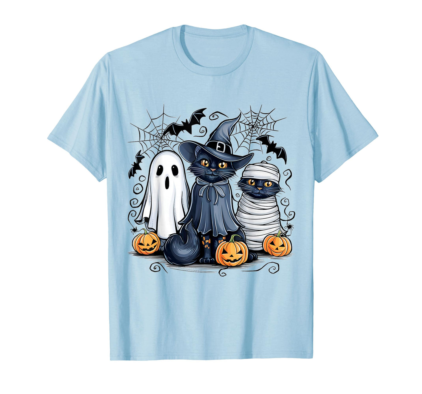 Retro Black Cat Pumpkin Halloween Costume Fall Autumn Season T-Shirt