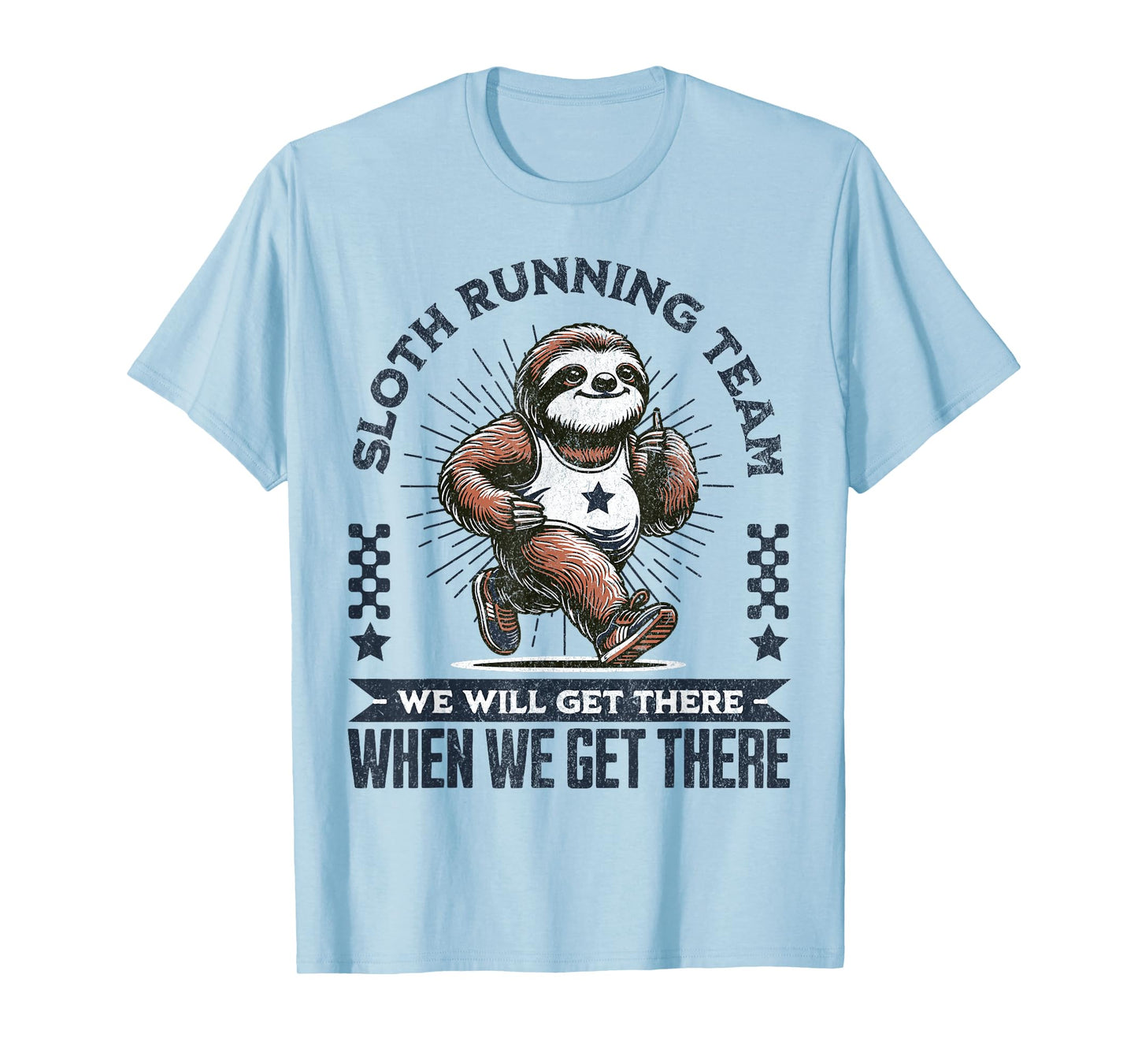 Funny Vintage Sloth Running Team Marathon Runners Jogging T-Shirt