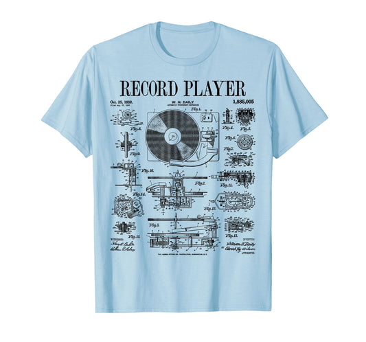 Vinyl Record Player Vintage Patent DJ Turntable Phonograph T-Shirt