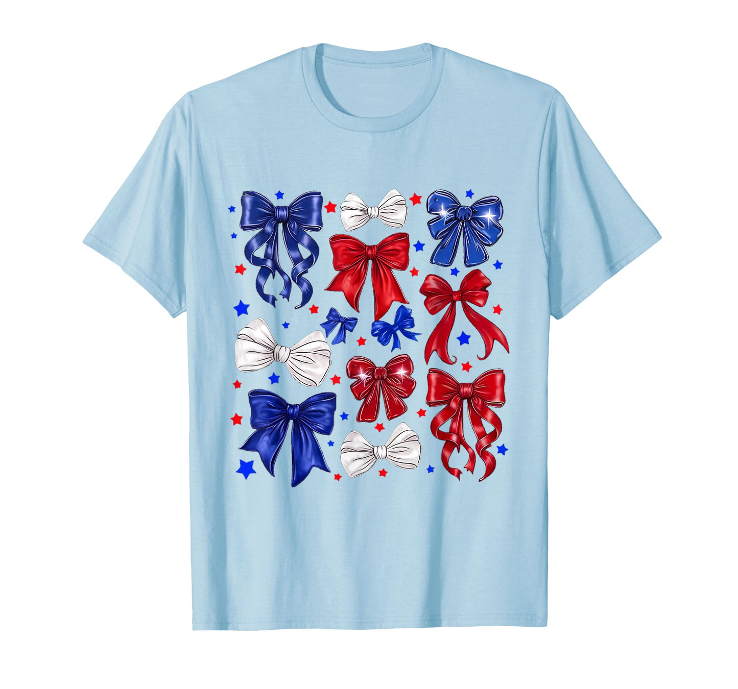 Coquette Red White & Blue Patriotic Bows Retro July 4th T-Shirt