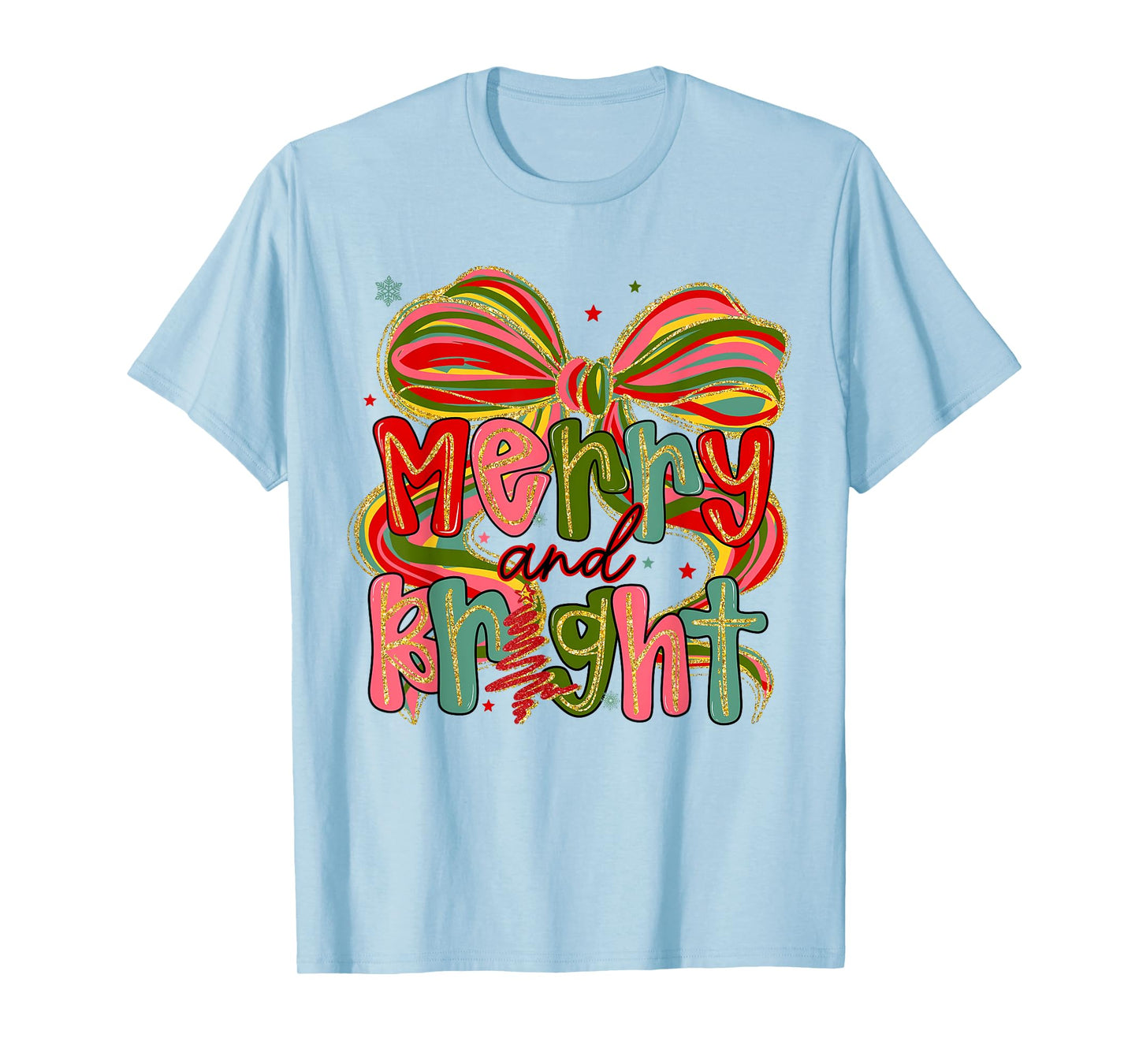 Merry & Bright Coquette Bow Christmas Xmas Pajamas Holiday T-Shirt