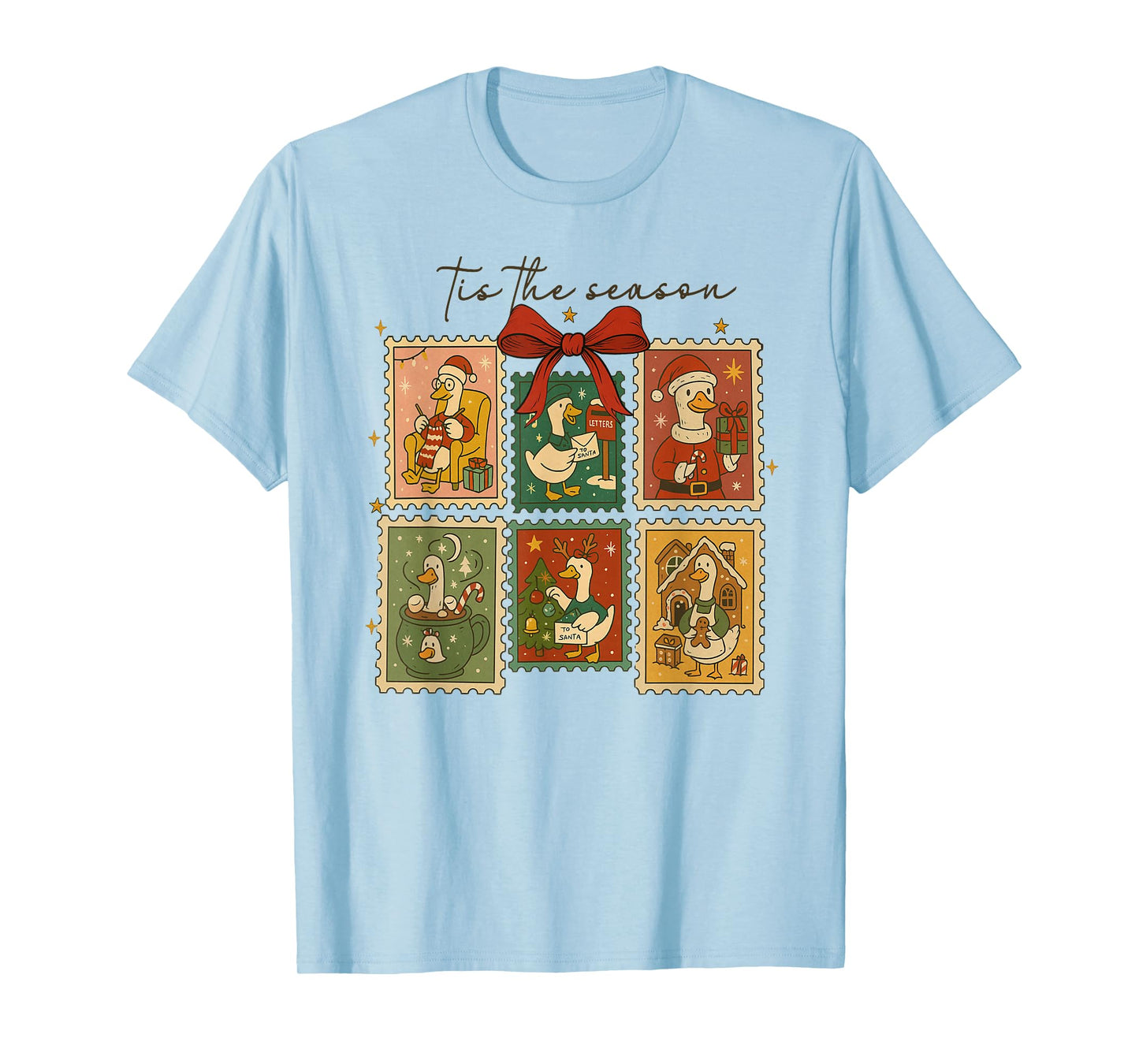Tis The Season Silly Goose Christmas Stamps T-Shirt