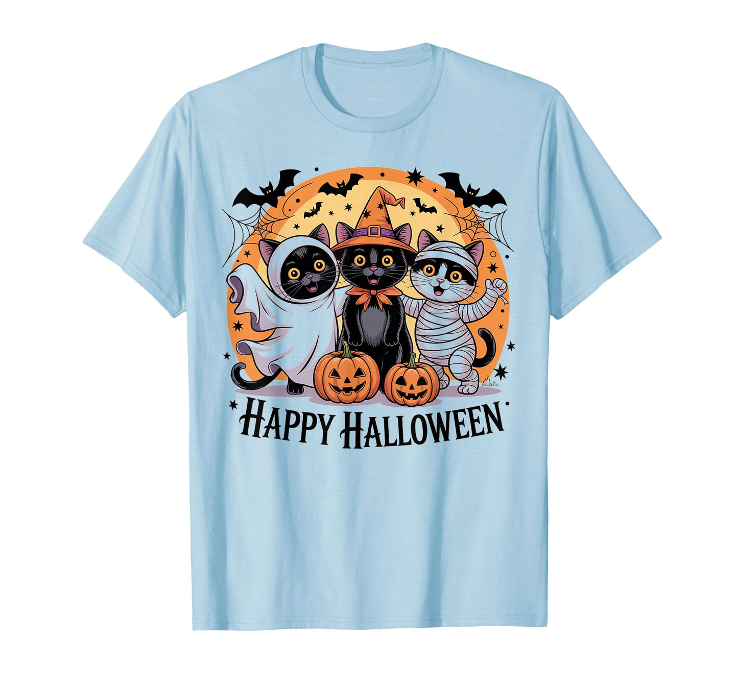 Funny Ghost Cat Lovers Witch Pumpkin Halloween Pet Owner T-Shirt