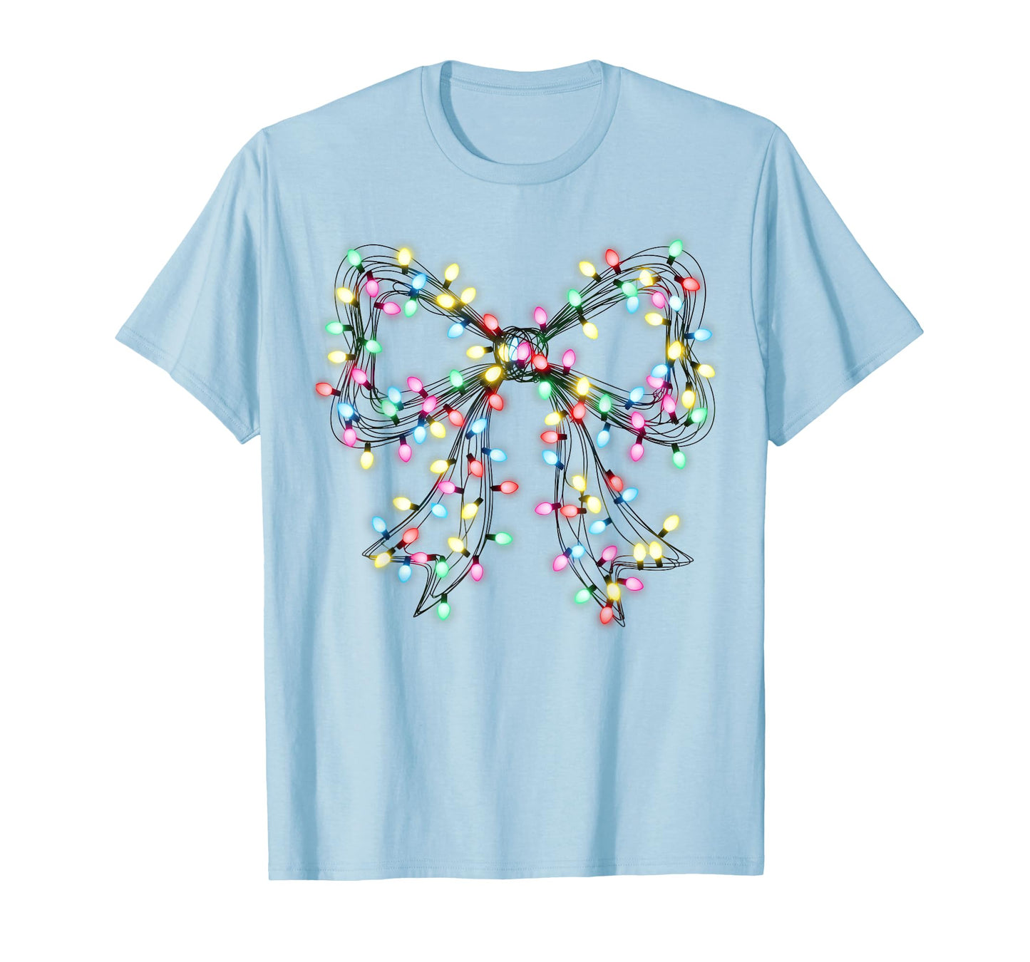 Coquette Bow Christmas Xmas Lights Pajamas Holiday Girly T-Shirt