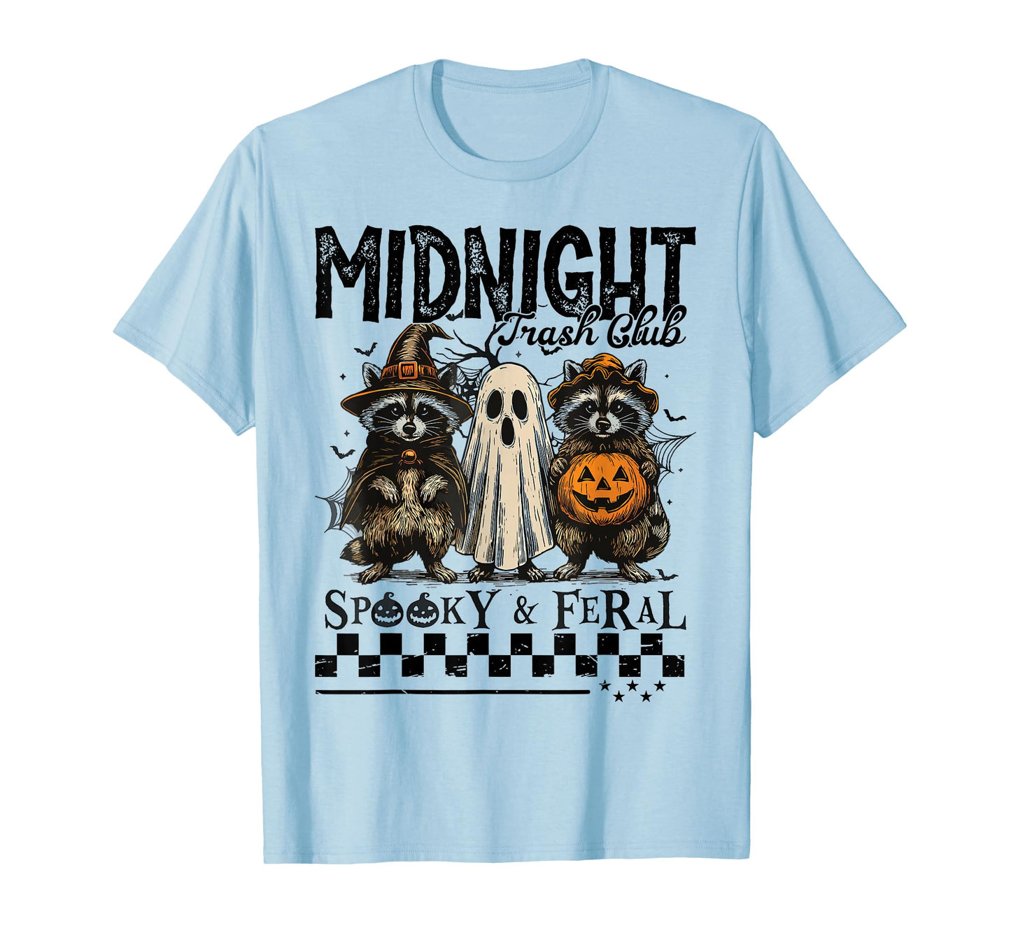 Halloween Midnight Trash Club Spooky Feral Raccoon Ghost T-Shirt
