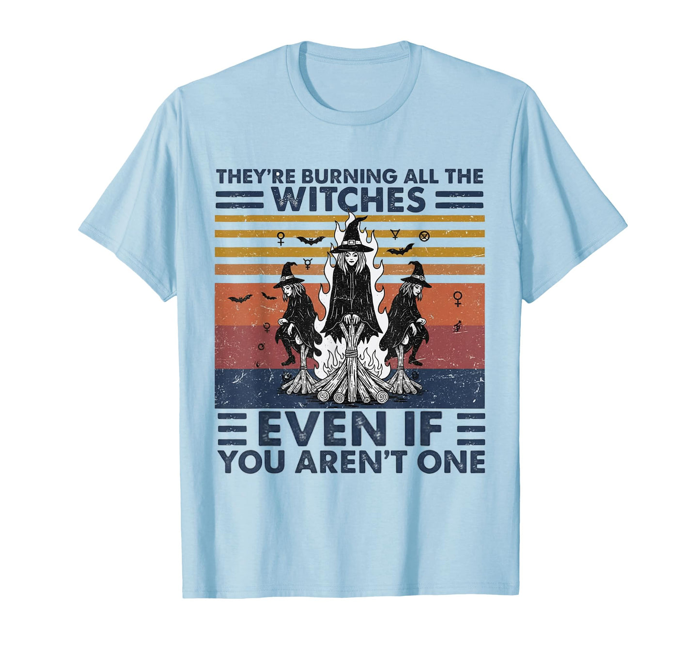 Vintage 70's They're Burning All The Witches Halloween Witch T-Shirt