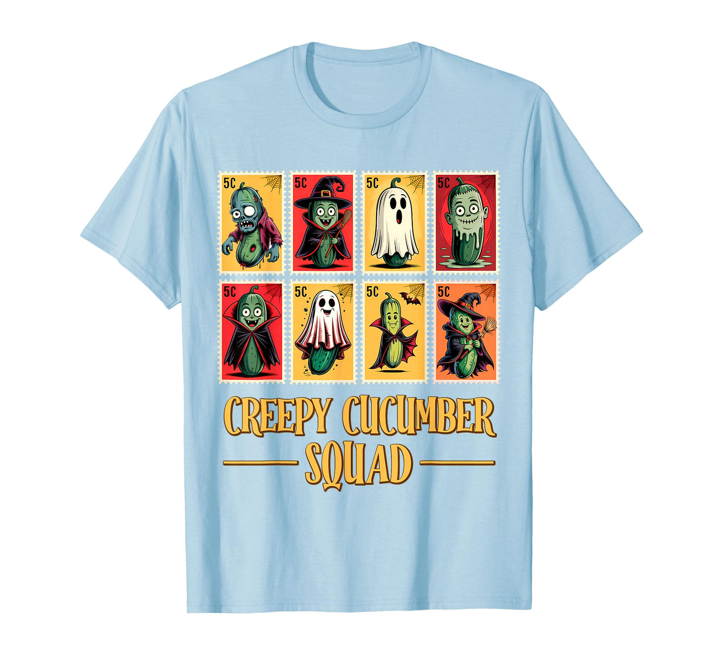 Creepy Cucumber Squad – Funny Halloween Stamp Men Women Kids T-Shirt