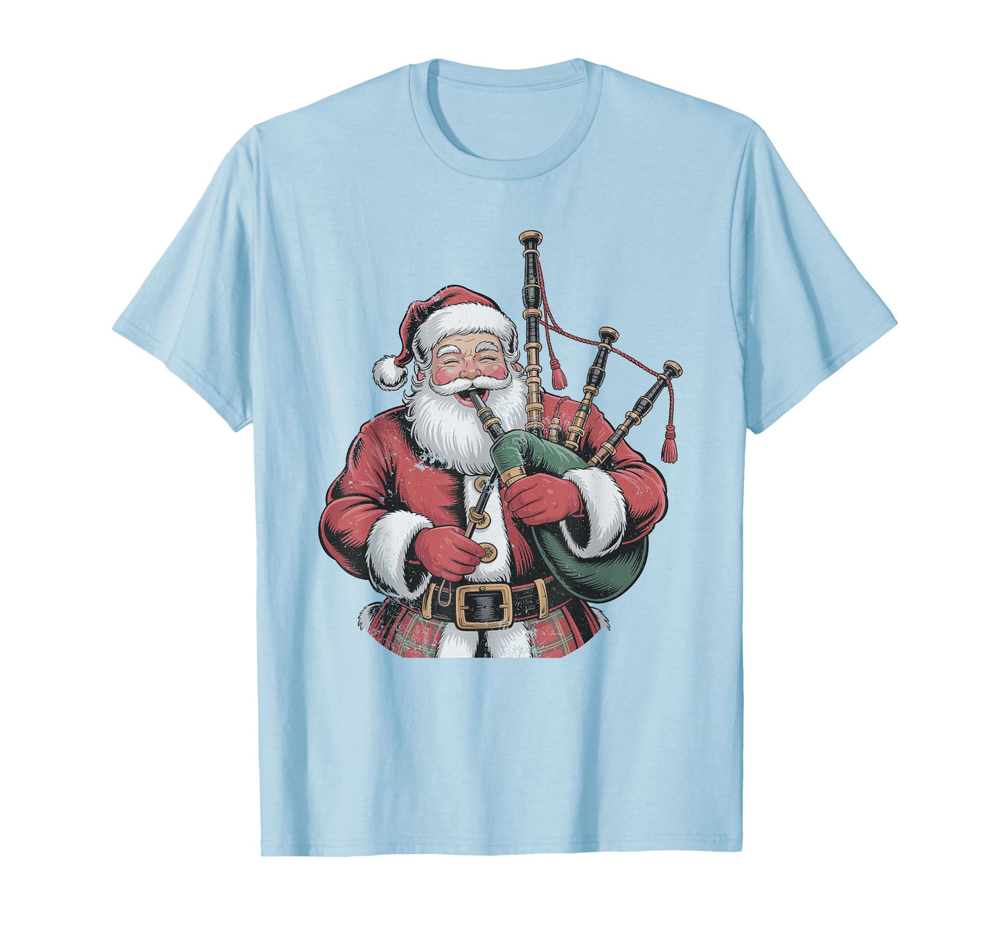 Santa Playing Bagpipes Vintage Retro 90s Chrismas Holiday T-Shirt