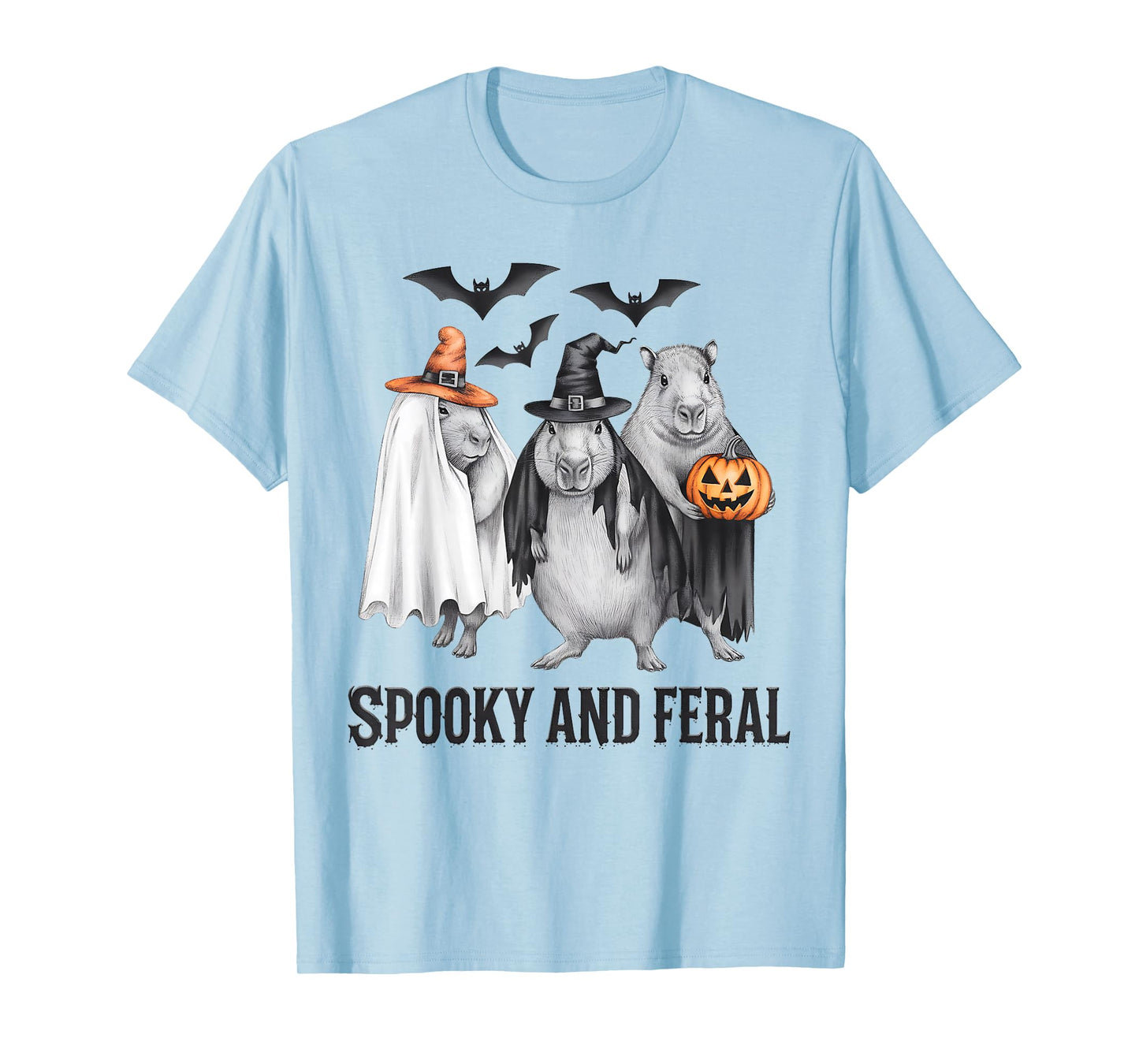 Spooky and Feral Capybara Halloween Costume Funny Animal T-Shirt