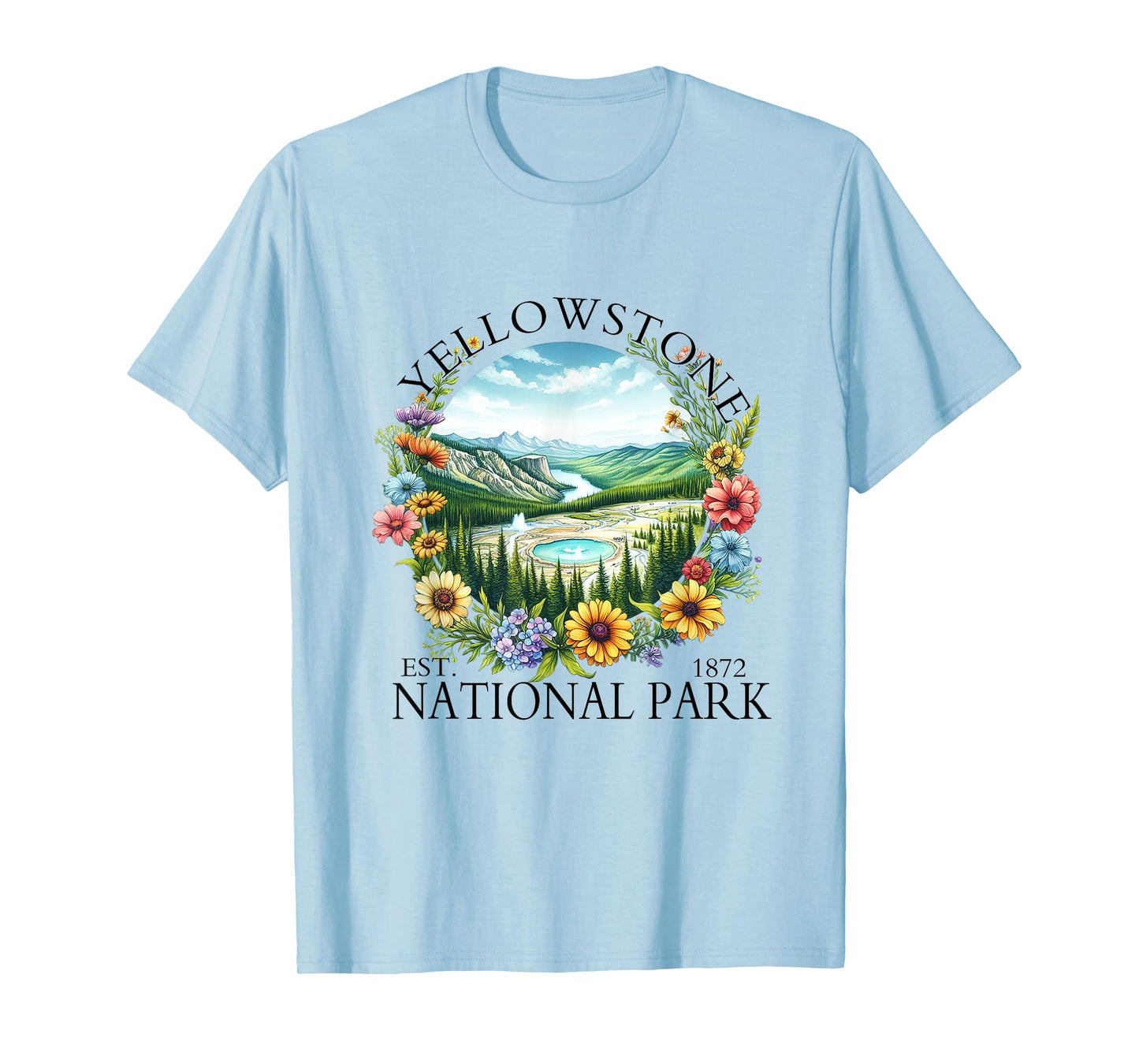 Floral Yellowstone National Park Hiking Camping Outdoor T-Shirt