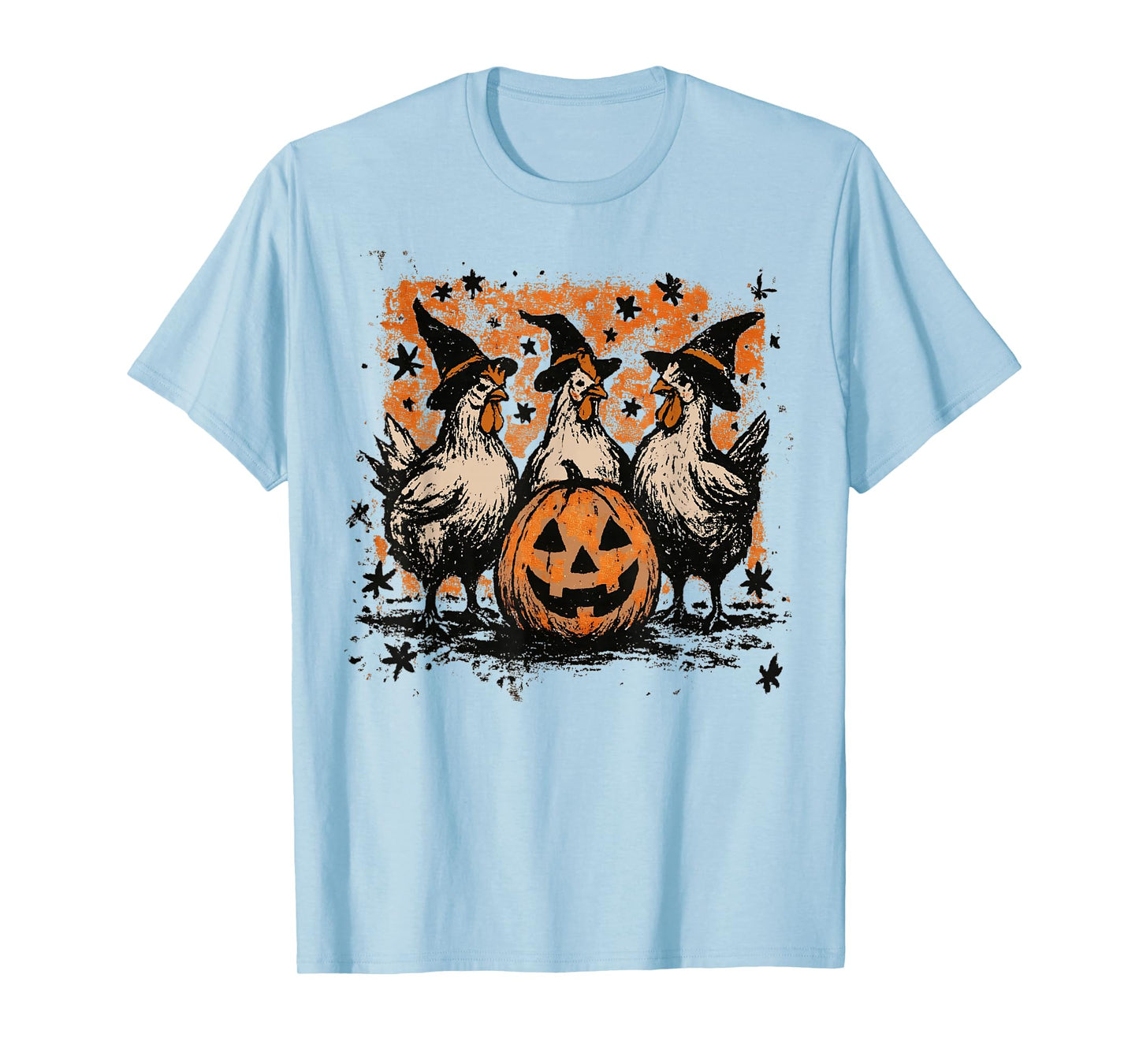 Pumpkin Chicken Witch Fall Retro Halloween Funny T-Shirt