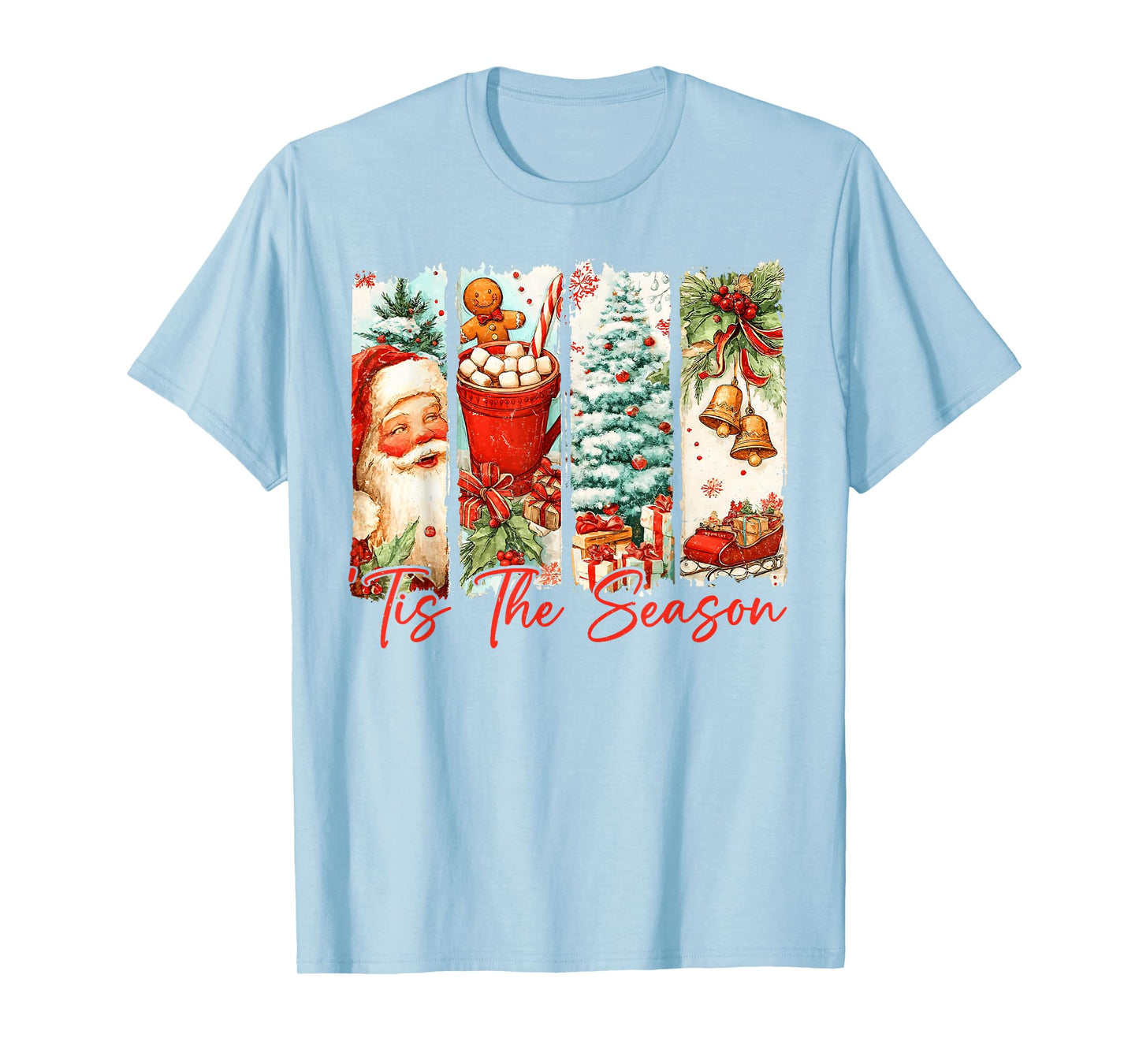 Tis The Season Merry Christmas Santa Tree Sleigh Holiday T-Shirt
