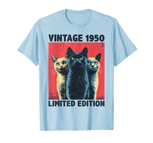 75 Years Old Gift Vintage 1950 Cat Lover 75th Birthday Funny T-Shirt for Men Women Kids