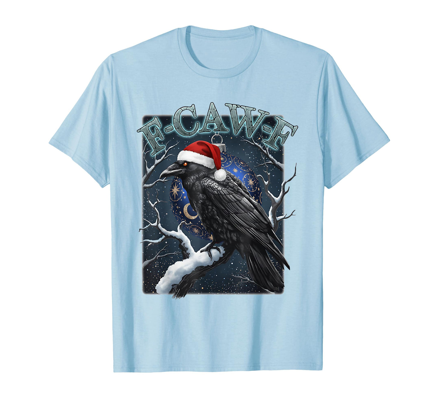 Funny Raven Christmas F-CAW-F Santa Hat Crow Holiday T-Shirt