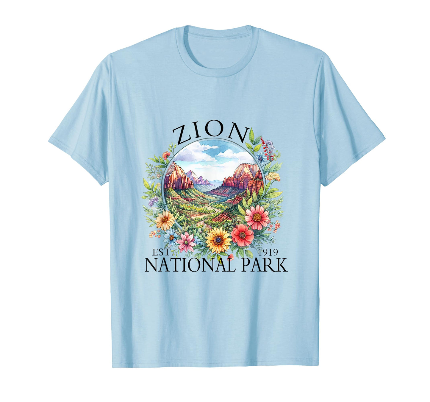 Retro Floral Zion National Park Hiking Camping Outdoor T-Shirt