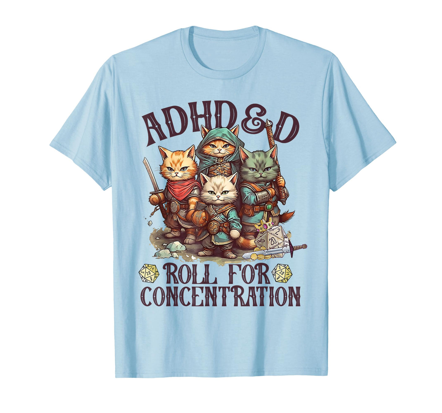 ADHD&D Roll For Concentration Lovely Gamers Vintage ADHD&D T-Shirt