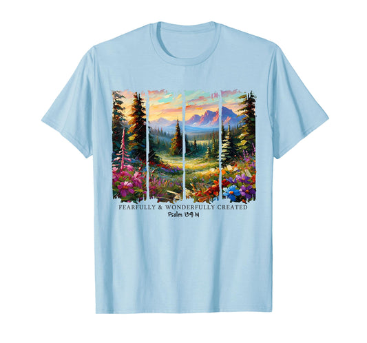 Fearfully & Wonderfully Created Bible Verse Christian Faith T-Shirt
