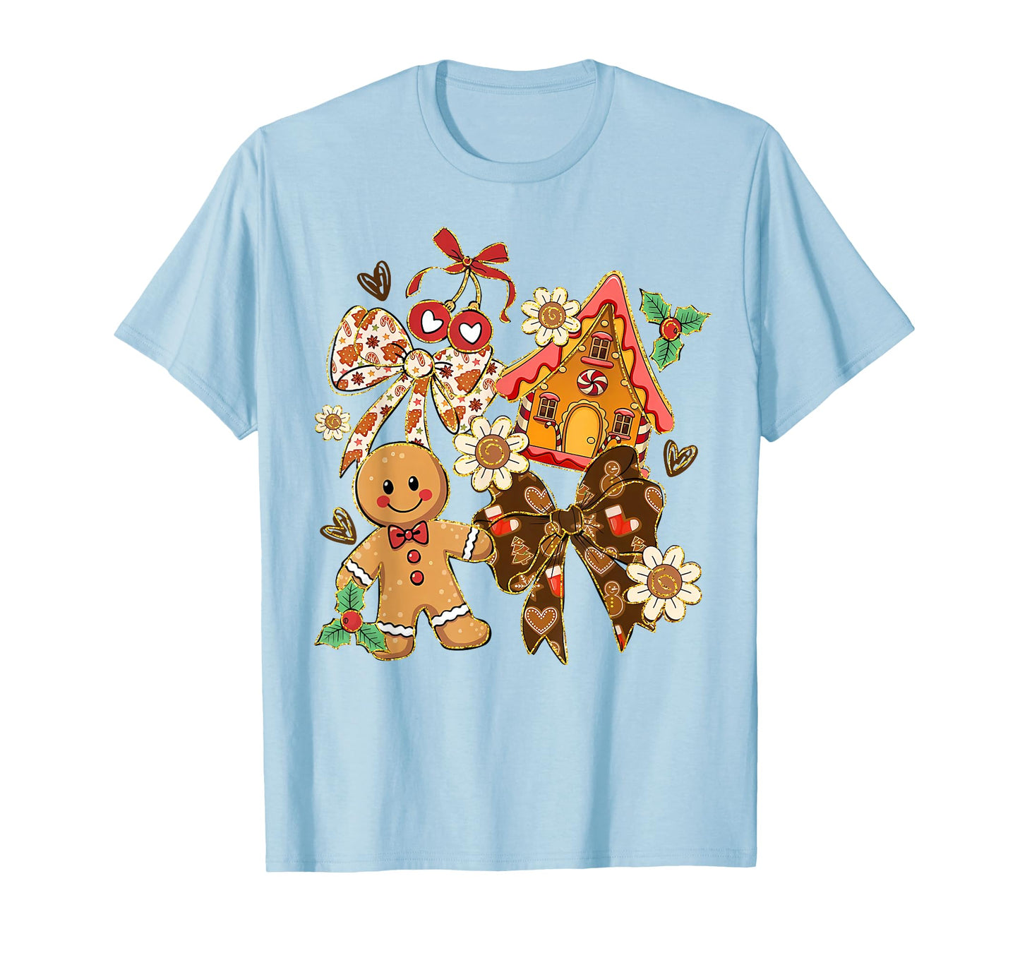 Cute Gingerbread Christmas Preppy Coquette Holiday Women Kid T-Shirt