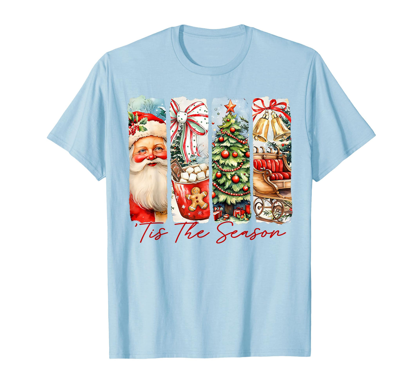 Tis The Season Retro Santa Christmas Tree Xmas Festive T-Shirt